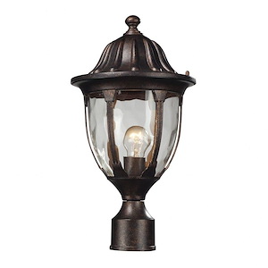 Urn Shaped One Light Outdoor Post Mount - Exposed Bulb Traditional Post Light with Decorative Top and Ribbed Detailing - 933930