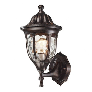 Barrel Shaped One Light Outdoor Wall Lantern with Decorative Top Cap - Porch Light