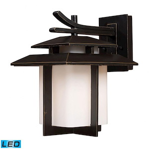 13 Inch 9.5W 1 LED Rectangular Outdoor Wall Lantern - Mission Style Porch Light