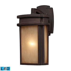 Mission Style 13 Inch 9.5W 1 LED Outdoor Wall Lantern - Rectangular Porch Light