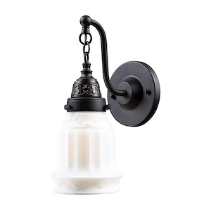 1-Light Wall Lamp In Oiled Bronze With White Glass With White Glass Made Of Glass-Metal - Victorian Wall Sconce