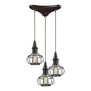 Urban Industrial Three Light Chandelier in Oil Rubbed Bronze Finish - 932810