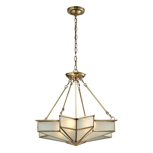 Star Shaped Chandelier Light - Four Light Chandelier With Geometric and Art Deco Style