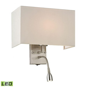 2-Light Wall Lamp In Brushed Nickel With Diffuser - Includes Led Bulbs With Diffuser Made Of Fabric-Metal - Led Scandinavian Wall Sconce - 934566