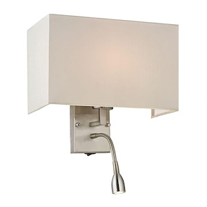 Modern Midcentury One Light Wall Sconce With Rectangle Shade In Brushed Nickel Finish With Diffuser Glass - 11X15 Inches - 910641