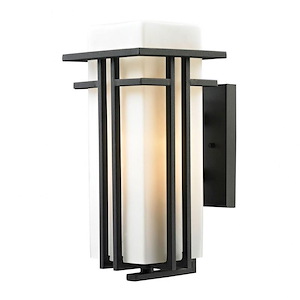 Rectangular 15 Inch 9.5W 1 LED Outdoor Wall Lantern with Vertical Lines - Mission Style Porch Light - 1244699