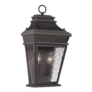 Two Light Outdoor Wall Lantern - Rectangular Porch Light in Traditional Style