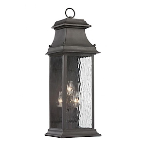 Lodge Oaks - 3 Light Outdoor Wall Sconce in Traditional Style - 23 Inches tall and 8 inches wide