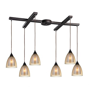 Cedar Lodge-6 Light H-Bar Pendant in Modern/Contemporary Style with Luxe/Glam and Retro inspirations-9 Inches tall and 17 inches wide - 1244965