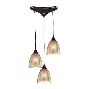 Cedar Lodge-3 Light Triangular Pendant in Modern/Contemporary Style with Luxe/Glam and Retro inspirations-9 Inches tall and 10 inches wide - 1244758