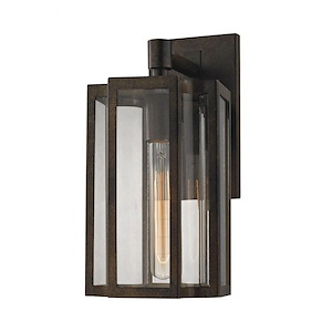Transitional Rectangular One Light Outdoor Wall Mount with Slender Lines and Exposed Bulb - Outdoor Porch Light - 929389
