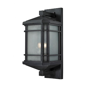 Transitional Rectangular One Light Outdoor Wall Lantern - Cut Corner Angular Design Porch Light - 932845