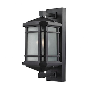 Cut Corner Angular Design One Light Outdoor Wall Lantern - Mission Style Outdoor Rectangular Porch Light - 932846