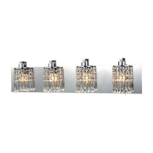 Luxury Crystal Four Light Vanity Light Fixture with Rectangular Back-Plate - Crystal Bathroom Lighting - 931846