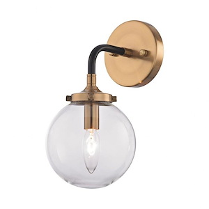 Round Globe Wall Light with Clear Glass and Exposed Bulb - One Light Wall Sconce - 929343