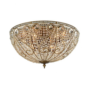 Luxury 10-Light Flush Mount with Crystal Accent in Dark Bronze Finish with LED Bulbs 28 inches W x 14 inches H - 1244920