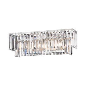 Prismatic Crystals Suspended Three Light Vanity Light Fixture With Thick Triangular Crystals
