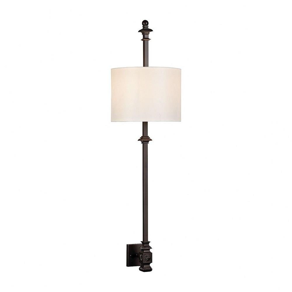Bailey Street Home 2499-BEL-2119109 2-Light Wall Lamp In Oil Rubbed Bronze With Off-White Hardback Fabric Shade Made Of Fabric-Metal - Victorian Wall Sconce