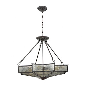 Traditional Art Deco Four Light Chandelier in Oil Rubbed Bronze Finish