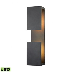 Contemporary 19 Inch 11W 1 LED Outdoor Wall Lantern - Porch Lighting with Modern Angles - 932530