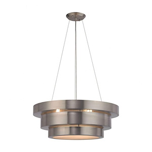 Modern Art DecoContemporary Three Light Chandelier in Brushed Stainless Finish - 1244936