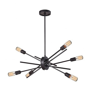 Mid Century Modern Contemporary Six Light Chandelier in Oil Rubbed Bronze Finish