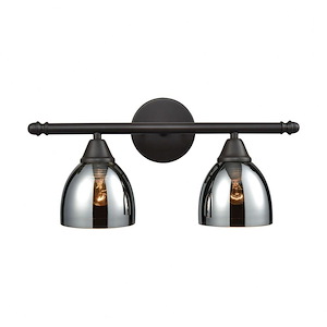 Contemporary Two Light Vanity Light Fixture with Dome Shaped Shades-Straight Arm-Round Back Plate - 935204