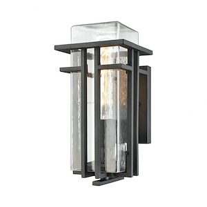 Geometric Style - One Light Outdoor Wall Mount with Clear Blown Glass Shade and Bold-Clean Styling