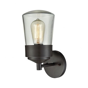 Exposed Bulb One Light Outdoor Wall Mount - Transitional Porch Light with Cylinder Shape
