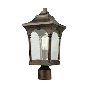 French Country One Light Outdoor Post Mount - Exposed Bulb Post Light with Crisp Lines And Classic Design