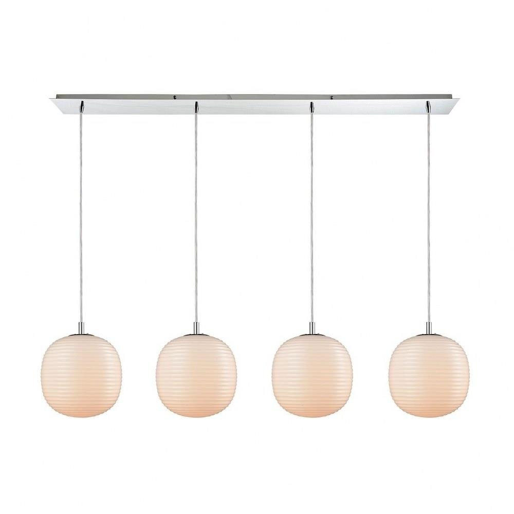 Bailey Street Home 2499-BEL-2512080 Four Light Linear Pendant with Ribbed Shaped Opal White Glass - Modern Pendant Light