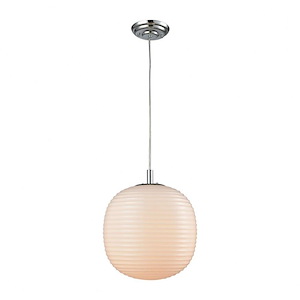 One Light Mini Pendant with Ribbed Glass Globes - Modern Single Pendant Light - 933620