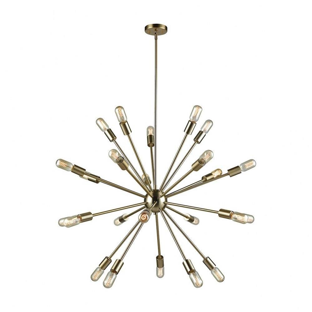 Bailey Street Home 2499-BEL-2512156 Twenty-Four Light Sputnik Chandelier with Starburst Style and Exposed Bulbs