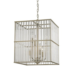 Modern Art DecoContemporary Six Light Chandelier in Aged Silver Finish - 926184
