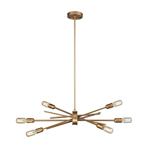 Mid Century Modern Contemporary Six Light Chandelier in Matte Gold Finish - 929443