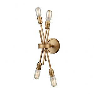 Sputnik Style Wall Light with Exposed Bulbs - Four Light Wall Sconce - Unique Linear Design - 932769