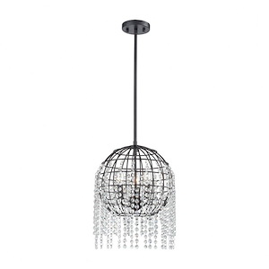 Oil Rubbed Bronze 3-Light Pendant With Wire Cage With Clear Crystal -Luxe-Glam Style Pendant Light - 13X16-Inches 60-Watt Pendant - 910996