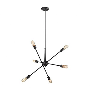 Mid Century Modern Contemporary Six Light Chandelier in Oil Rubbed Bronze Finish - 932708