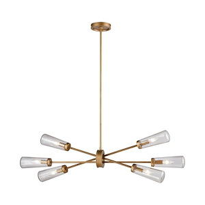 Mid Century Modern Contemporary Six Light Chandelier in Matte Gold Finish - 932536