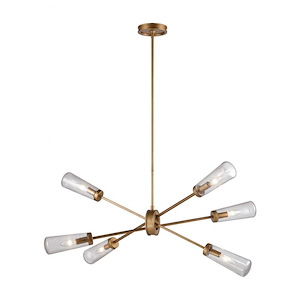 Mid Century Modern Contemporary Six Light Chandelier in Matte Gold Finish - 932538