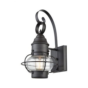 Caged One Light Outdoor Wall Lantern - Coastal Style Porch Light with Round Globe - 931813
