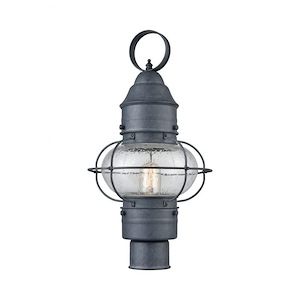 Caged One Light Coastal Outdoor Post Mount with Round Globe - Wire Cage Post Light with Charming Metalwork with Exposed Bulb