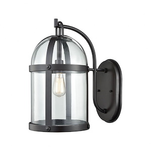 Exposed Bulb One Light Farmhouse Outdoor Wall Sconce - Birdcage Wall Lantern with Cylinder Shape