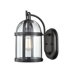 Birdcage One Light Outdoor Wall Sconce with Transitional Style - Exposed Bulb Porch Light