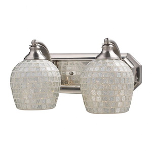Colorful Dome Glass Shades Two Light Vanity Light Fixture with Oval Back Plate with Curved Arms - Transitional Bathroom Lighting - 1245063
