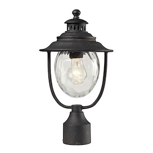 Round Globe One Light Outdoor Post Mount - Coastal Style Post Light with Exposed Bulb