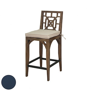 Lynwood Barton - Traditional Style - Acrylic Fabric Outdoor Patio Barstool Cushion - 3 Inches tall 18 Inches wide
