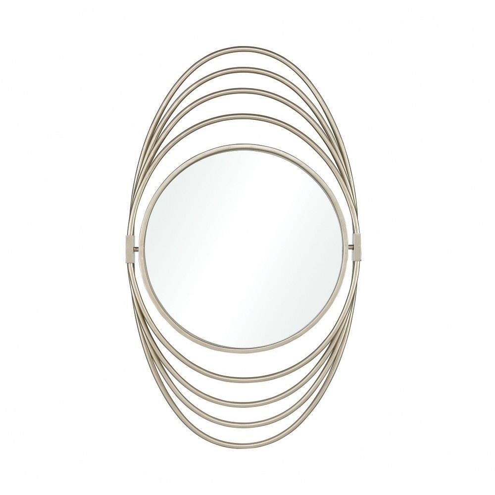 Bailey Street Home 2499-BEL-3332916 Modern Art Deco Round Wall Mirror in Silver Finish with Graduating Arches Frame 15.88 inches W x 27 inches H