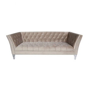 Cooks Newydd - Transitional Style - Foam and Stainless Steel and Velvet Fabric Sofa - 30 Inches tall 74 Inches wide