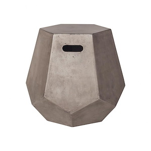 Modern Polygonal Silhouette Concrete Side Table in Waxed Concrete Finish with Block Style Base 19 inches W x 18 inches H